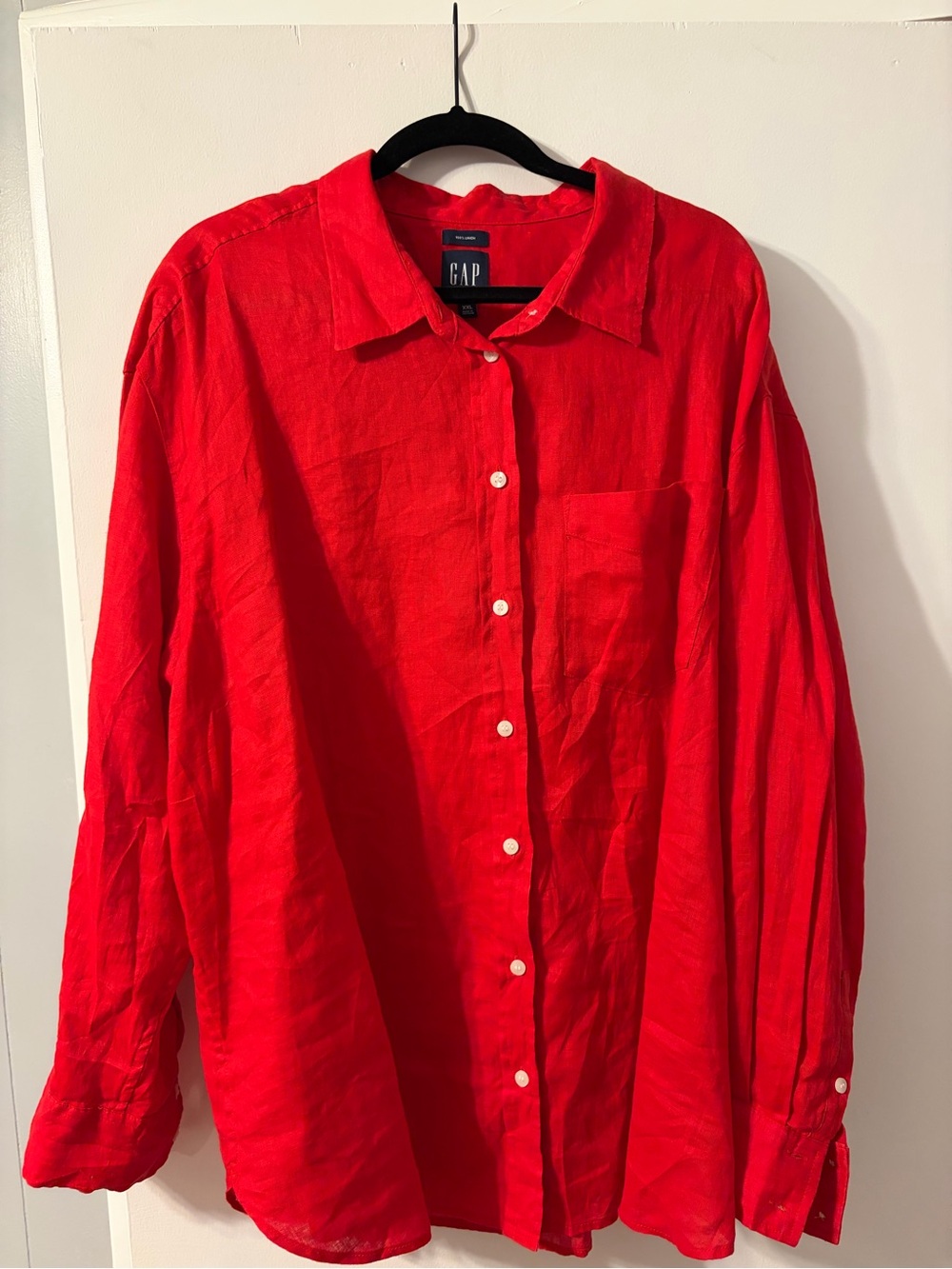 GAP Women’s Red Linen Button-Down Shirt